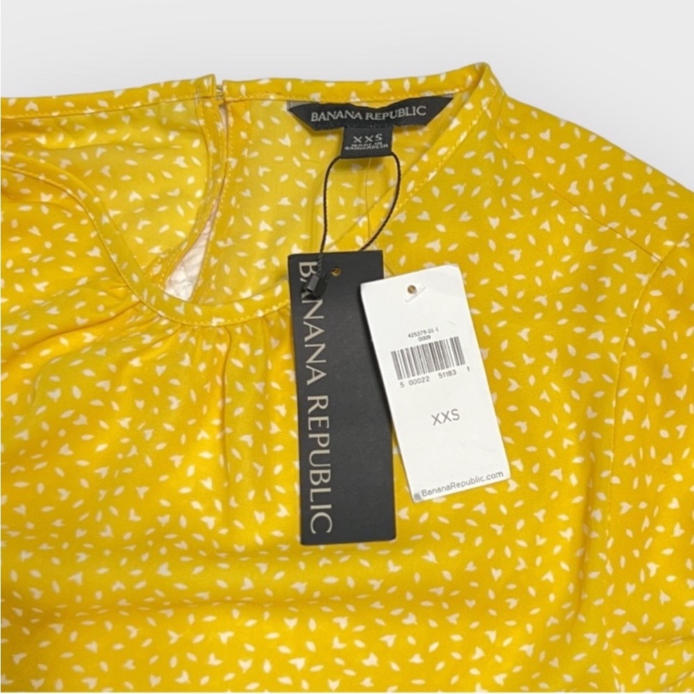 Banana Republic Yellow and White Ruffled Bell Sleeve Blouse Size XXL - Picture 3 of 3
